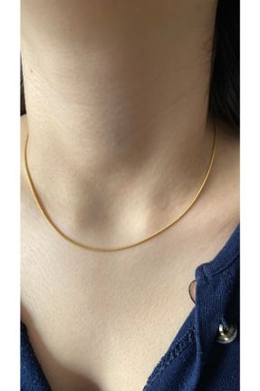 گردنبند استیل طلائی زنانه فولاد ( استیل ) کد 635656219