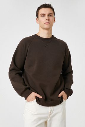 سوئیشرت قهوه ای مردانه ساده Koton - کد 460321798