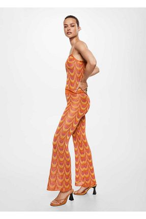 شلوار نارنجی زنانه تریکو MANGO - کد 296617620