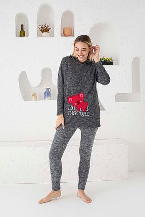 ست لباس راحتی طوسی زنانه Kırçıllı İPEKTENİM - کد 635505198