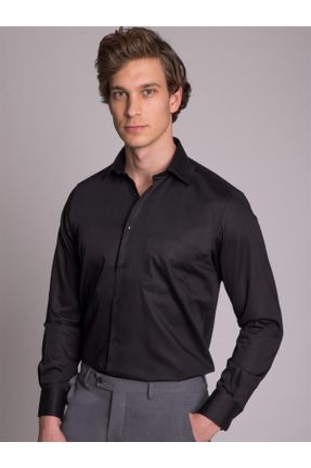 پیراهن مشکی مردانه پنبه (نخی) کد 635535273