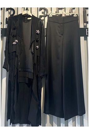 ست بالاتنه و پائین تنه مشکی زنانه بافتنی yeşim özcan - کد 252227669