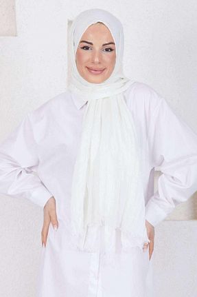 شال سفید زنانه پنبه ای Madame Mary - کد 166190403