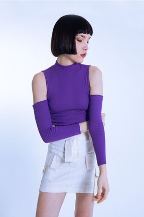 بلوز بنفش زنانه ساده BERFUĞ KIRAN - کد 636586375