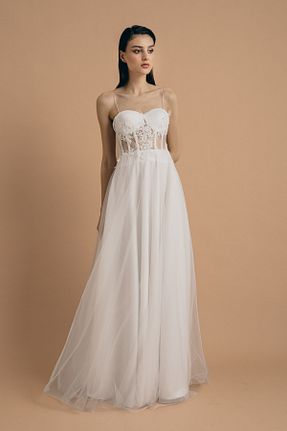 لباس مجلسی و فارغ التحصیلی سفید زنانه توری Lenta Moda - کد 358165697