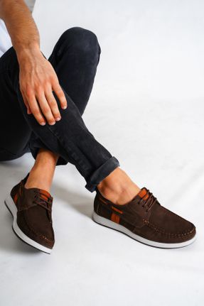 کفش کژوال قهوه ای مردانه چرم طبیعی پاشنه کوتاه ( 4 - 1 cm ) کد 305714683