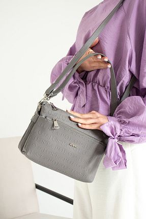 کیف دوشی طوسی زنانه چرم مصنوعی Just Polo - کد 638504432