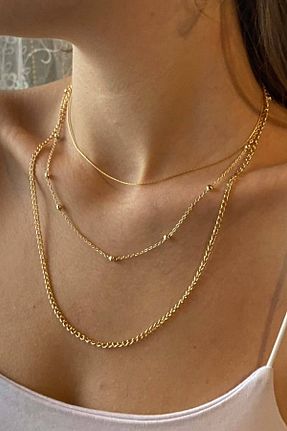 گردنبند استیل ( فولاد ) طلائی زنانه استیل (فولاد) cilekwho - کد 638846345