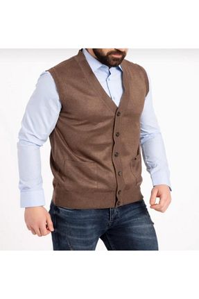 جلیقه سایز بزرگ قهوه ای مردانه رگولار Genel Markalar - کد 637508405