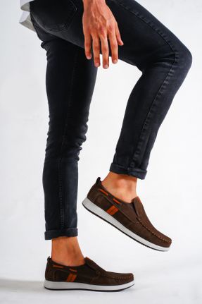 کفش کژوال قهوه ای مردانه چرم طبیعی پاشنه کوتاه ( 4 - 1 cm ) کد 305710626