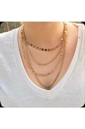گردنبند جواهر طلائی زنانه روکش طلا Gece - کد 638611564
