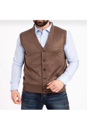 جلیقه سایز بزرگ قهوه ای مردانه رگولار Genel Markalar - کد 637508405