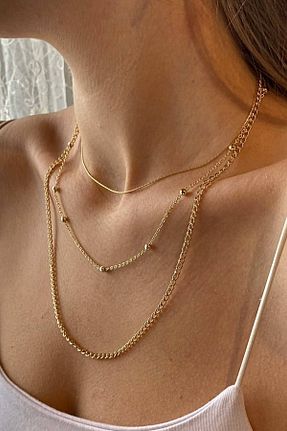 گردنبند استیل ( فولاد ) طلائی زنانه استیل (فولاد) cilekwho - کد 638846345