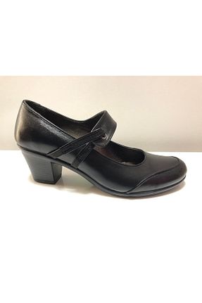 کفش پاشنه بلند کلاسیک مشکی زنانه چرم خالص Tuğra Shoes - کد 639327120