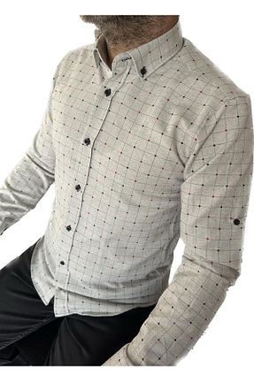 پیراهن طوسی مردانه اسلیم BENESSE - کد 640103709