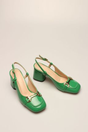 کفش پاشنه بلند کلاسیک سبز زنانه چرم لاکی کد 640400177