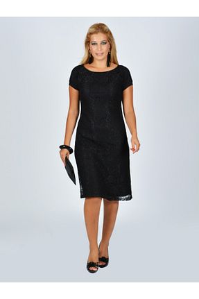 لباس سایز بزرگ مشکی زنانه پلی استر - الاستین Nidya Moda - کد 3134919