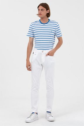شلوار سفید مردانه پنبه - الاستین U.S. Polo Assn. - کد 639949313