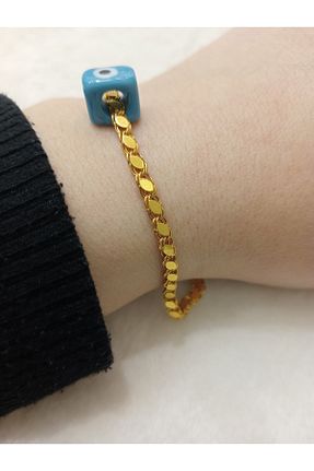 دستبند طلا زرد زنانه 14 عیار AS 2 KUYUMCUSU - کد 640012206