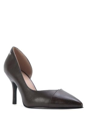 کفش پاشنه بلند کلاسیک قهوه ای زنانه چرم مصنوعی پاشنه نازک پاشنه متوسط ( 5 - 9 cm ) کد 639726261