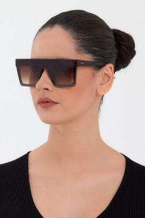 عینک آفتابی مشکی زنانه 50 UV400 فلزی مات هندسی کد 261715791