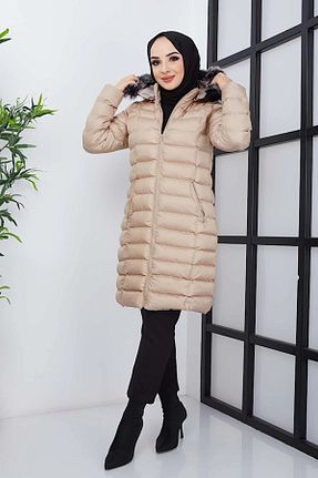 کاپشن حجاب بژ زنانه پنبه پلی استر BYzıt - کد 640240809