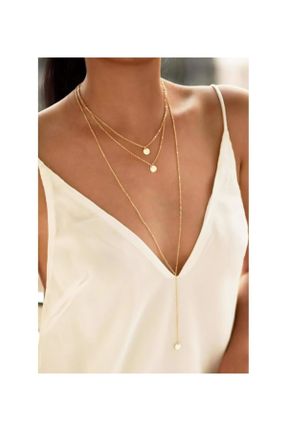 گردنبند جواهر طلائی زنانه روکش نقره کد 43148690
