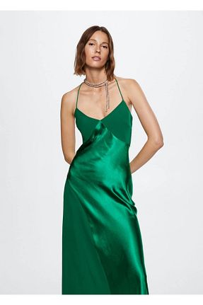 لباس سایز بزرگ سبز زنانه ساتن MANGO - کد 370735392