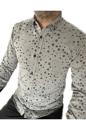 پیراهن طوسی مردانه اسلیم BENESSE - کد 640030692
