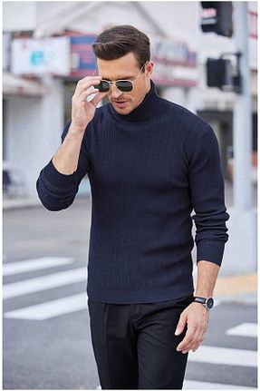 پلیور سرمه ای مردانه ساده youknitwear you - کد 640456532