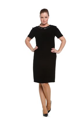 لباس سایز بزرگ مشکی زنانه توری Nidya Moda - کد 3657718