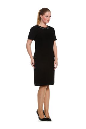 لباس سایز بزرگ مشکی زنانه توری Nidya Moda - کد 3657718