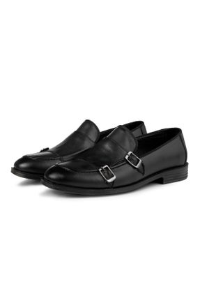 کفش کلاسیک مشکی مردانه چرم طبیعی پاشنه کوتاه ( 4 - 1 cm ) پاشنه ساده کد 117348429