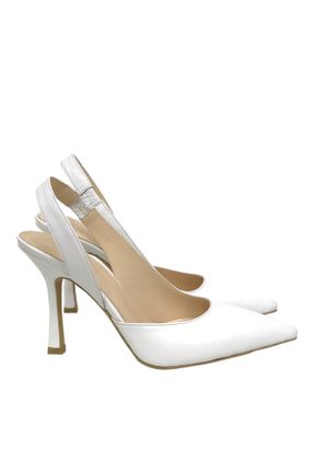 کفش پاشنه بلند کلاسیک سفید زنانه پاشنه متوسط ( 5 - 9 cm ) چرم طبیعی پاشنه نازک کد 641173701