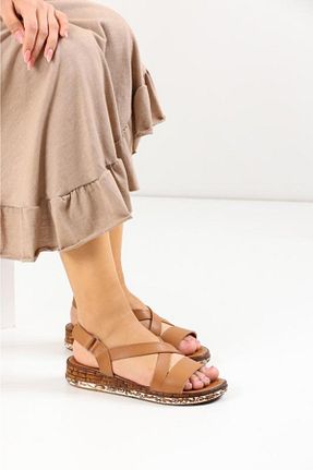 صندل قهوه ای زنانه پاشنه تخت Trendpink - کد 641283995