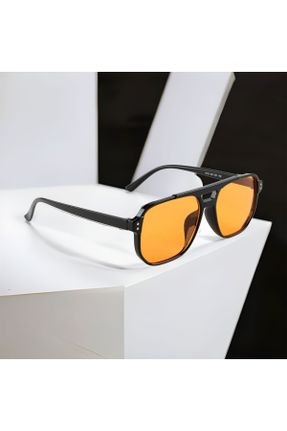 عینک آفتابی نارنجی زنانه 53 UV400 مات مستطیل کد 642173799