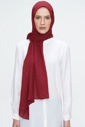 روسری زرشکی کرپ Aker - کد 84838440