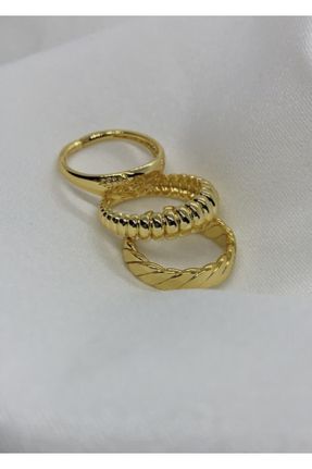 انگشتر جواهر طلائی زنانه استیل ضد زنگ کد 84901483