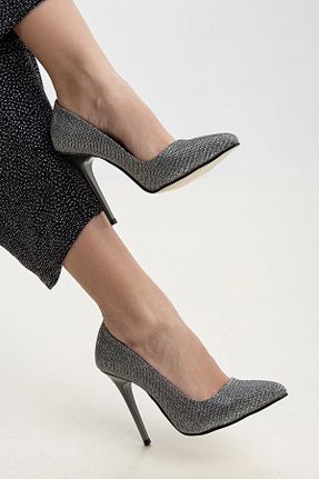 کفش استایلیتو طوسی پاشنه نازک SOFT FASHION - کد 645341899
