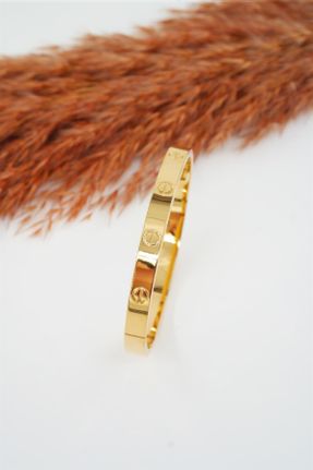 دستبند استیل طلائی زنانه فولاد ( استیل ) کد 645429707