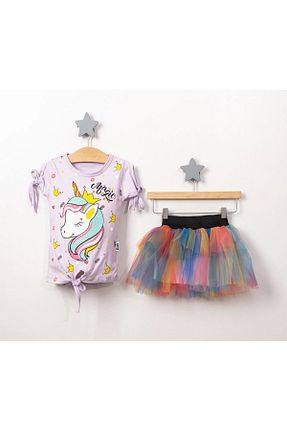 ست بالاتنه و پائین تنه بنفش بچه گانه بافتنی krm bebe - کد 645353675