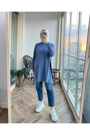 تونیک حجاب سرمه ای زنانه بافتنی MODAMÜNASİP - کد 645219353