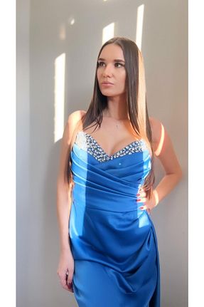 لباس مجلسی و فارغ التحصیلی آبی زنانه ساتن Nişantaşı Abiye - کد 645257523