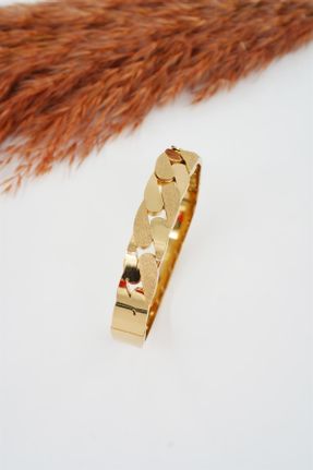 دستبند استیل طلائی زنانه فولاد ( استیل ) کد 645431034