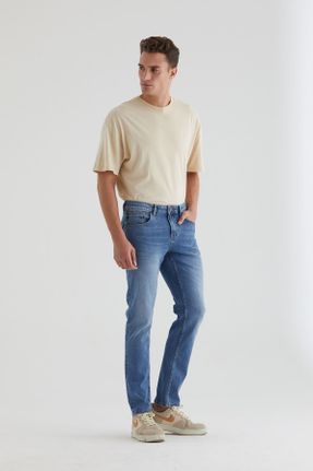شلوار جین آبی مردانه پاچه ساده اسلیم استاندارد کد 302600046