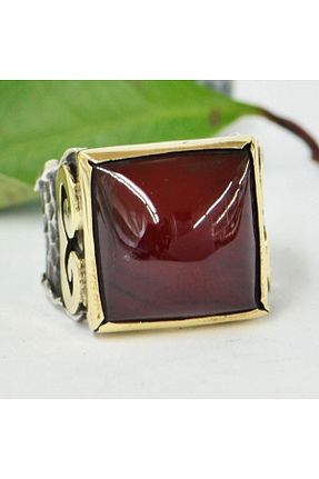 انگشتر نقره طلائی مردانه کهربا OSESHOP - کد 44795521