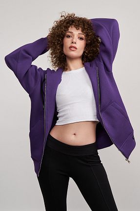 سوئیشرت بنفش زنانه ساده MBEY1989 - کد 646368743