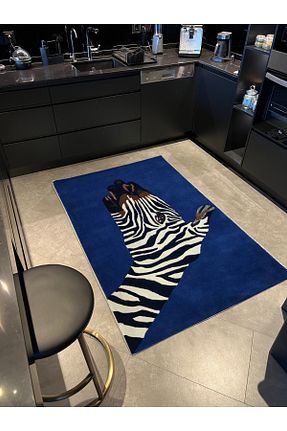فرش سرمه ای قابل شستشو Rugs Modern Halı - کد 475369339