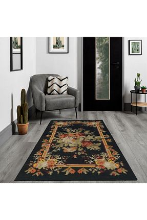 فرش مشکی قابل شستشو Rugs Modern Halı - کد 455455223