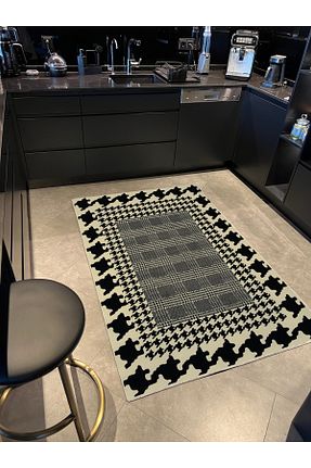 فرش مشکی قابل شستشو Rugs Modern Halı - کد 467958403